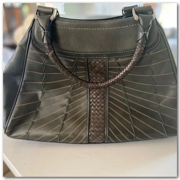 Cole Haan Dark Olive Leather Satchel - Picture 2 of 6